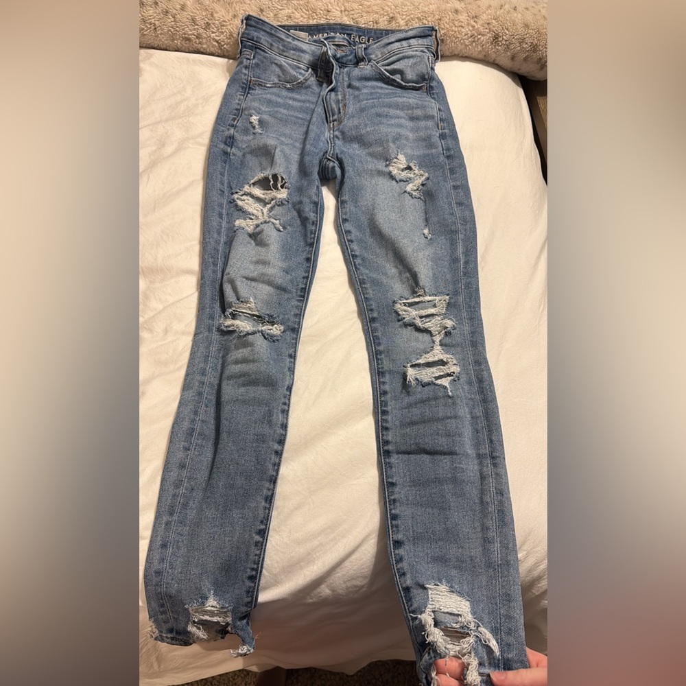 American Eagle Outfitters Blue Skinny Jeans Distressed